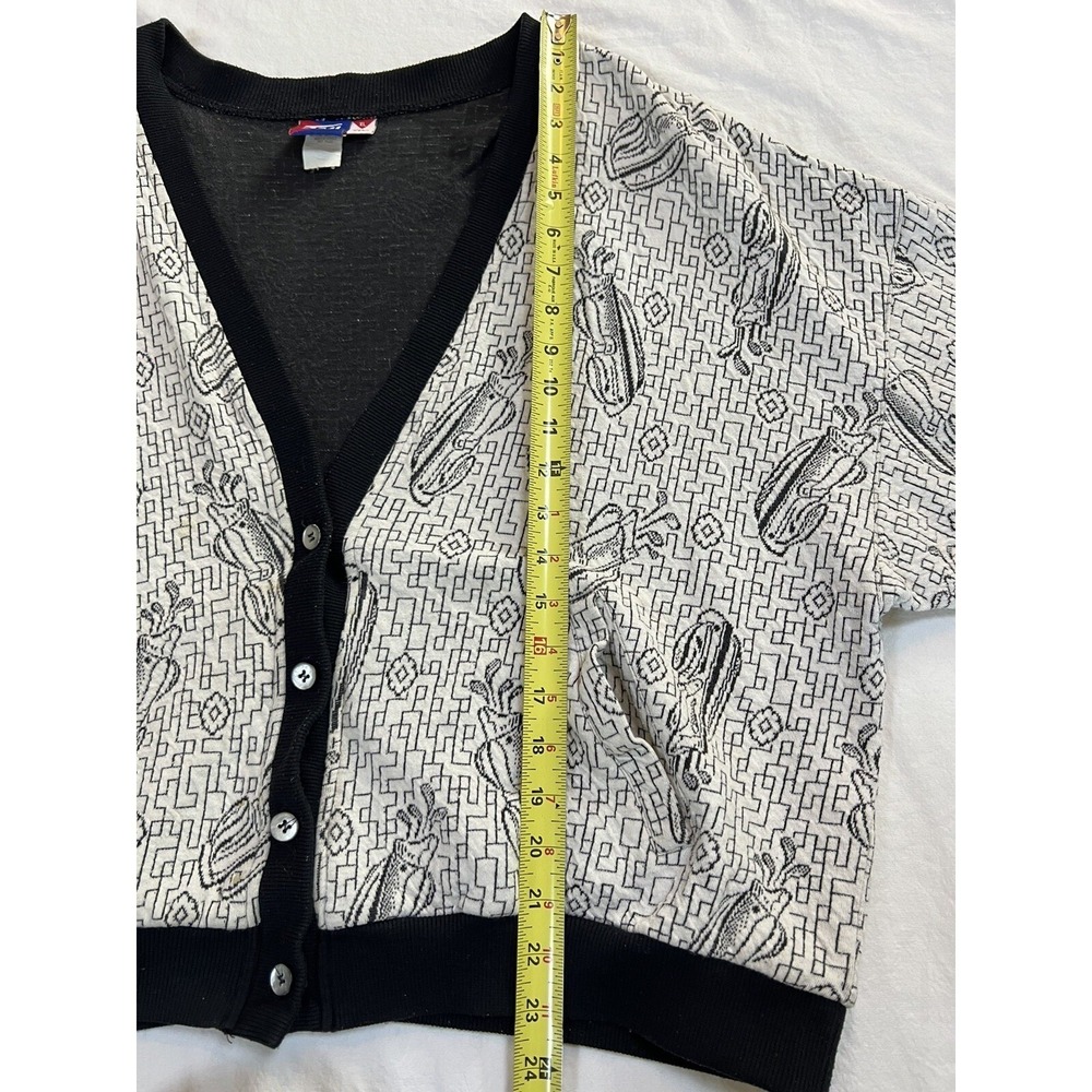 90s Golf Cardigan Made In USA Grandma | White Black‎ | Size XL - Picture 16 of 16